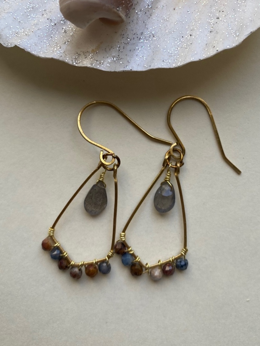Handmade Earrings with Labradorite & Pietersite Stone